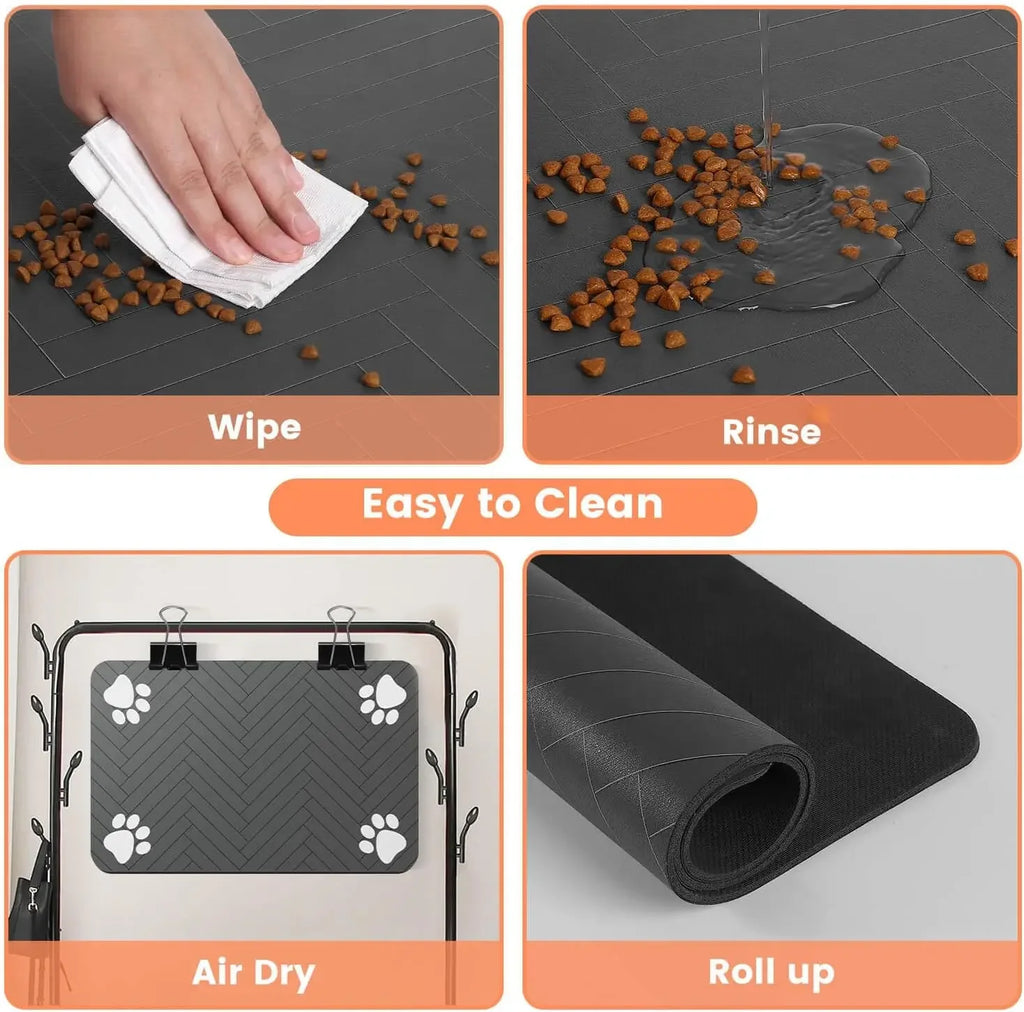 🐾 PawDry™ – Absorbent & Leak-Proof Pet Feeding Mat