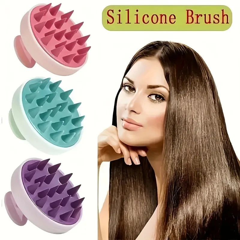 Silicone Scalp Massager & Shampoo Brush - Painless Hair Growth Stimulator for Shower, Gentle Head Spa Tool