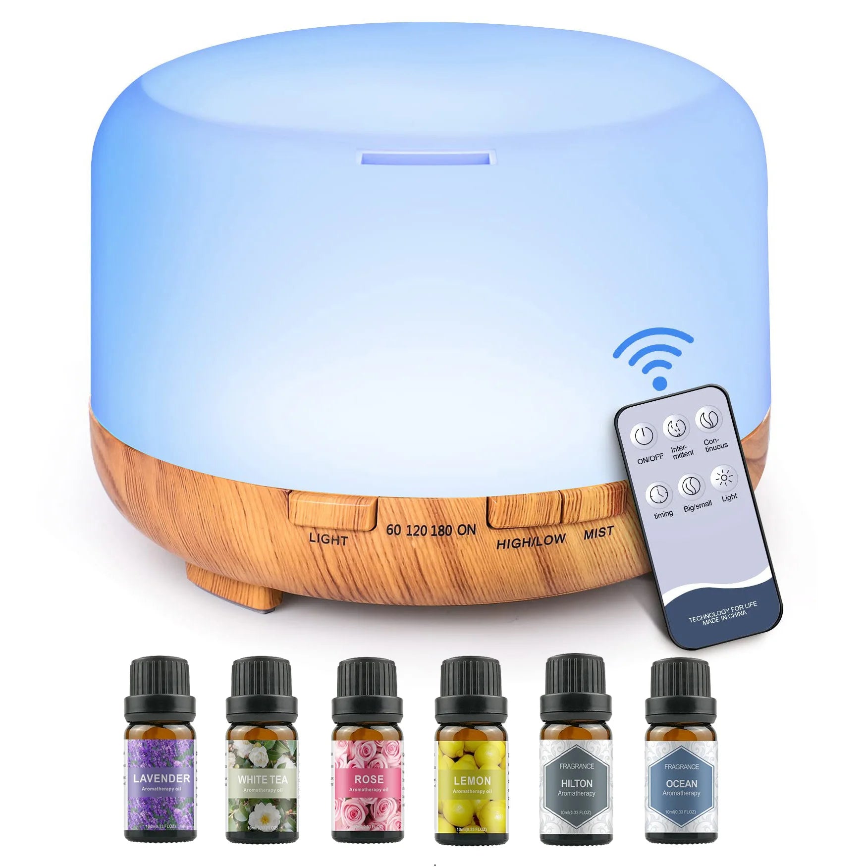500ML Aroma Diffuser - Your Calm, One Click Away (6 Oils Optional)