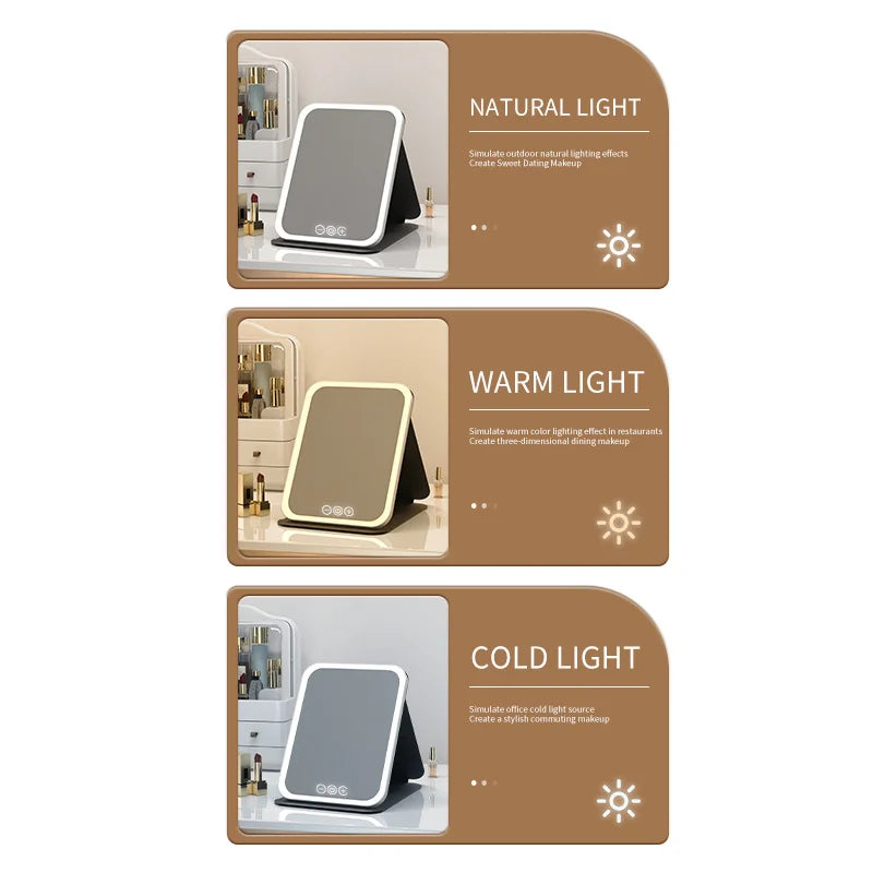 LED Mirror Makeup - 3 Colors Light Modes