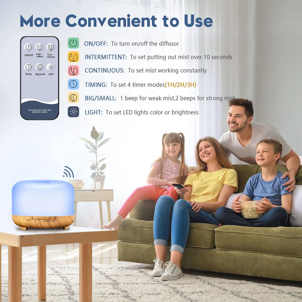 500ML Aroma Diffuser - Your Calm, One Click Away (6 Oils Optional)