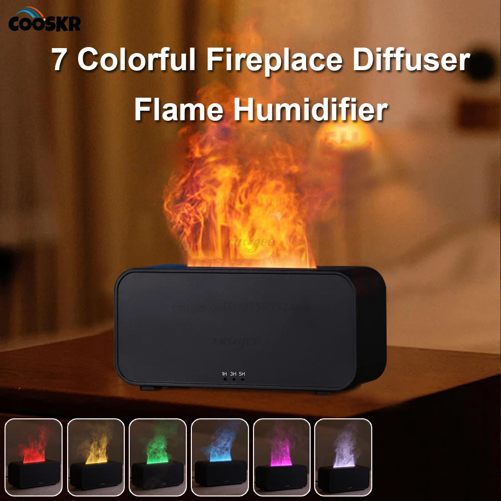 Aroma Diffuser (7 Colorful Flame) Air Humidifier - Essential Oil Aromatherapy