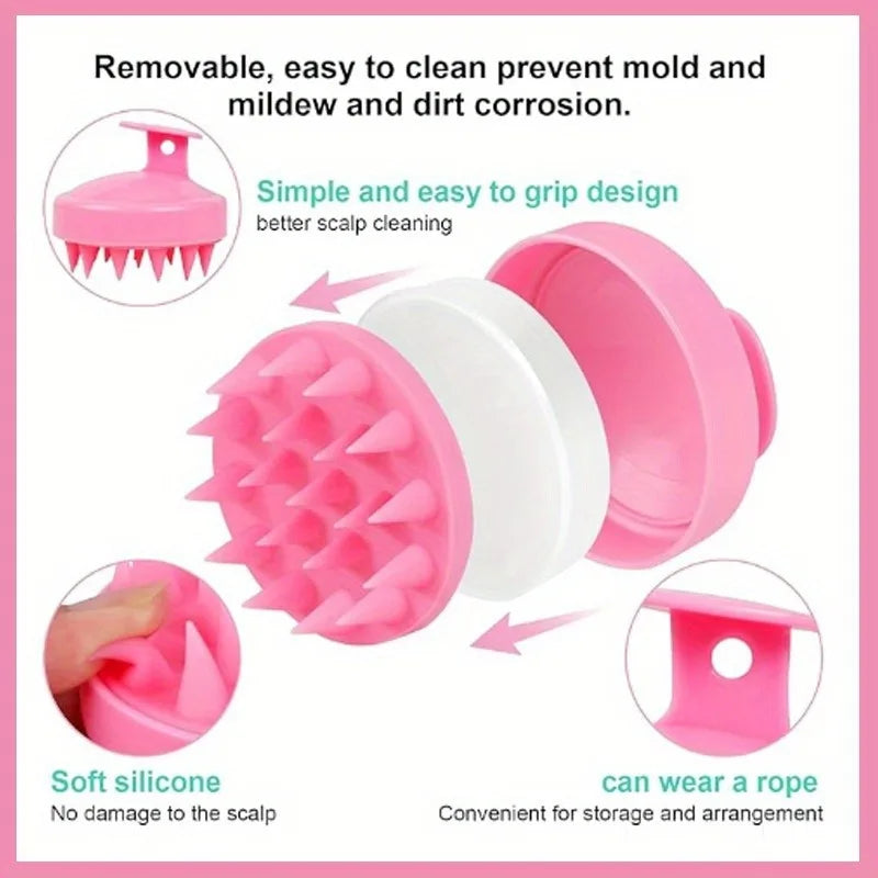 Silicone Scalp Massager & Shampoo Brush - Painless Hair Growth Stimulator for Shower, Gentle Head Spa Tool