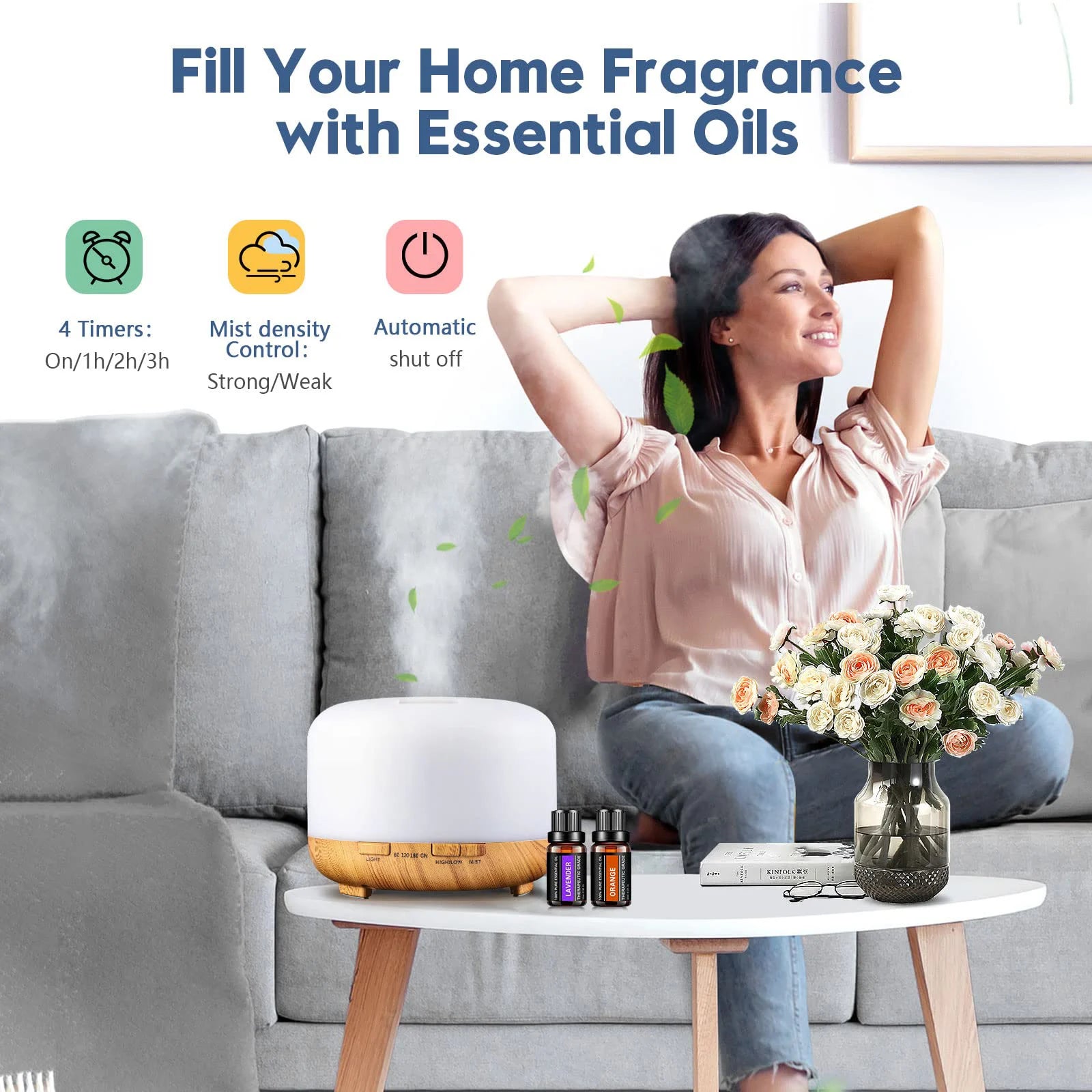 500ML Aroma Diffuser - Your Calm, One Click Away (6 Oils Optional)