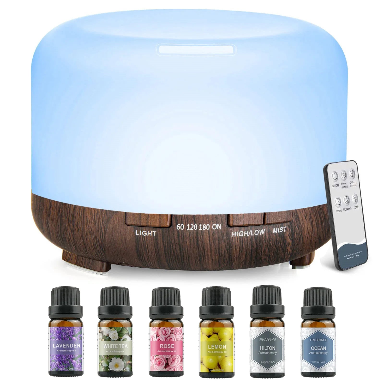 500ML Aroma Diffuser - Your Calm, One Click Away (6 Oils Optional)
